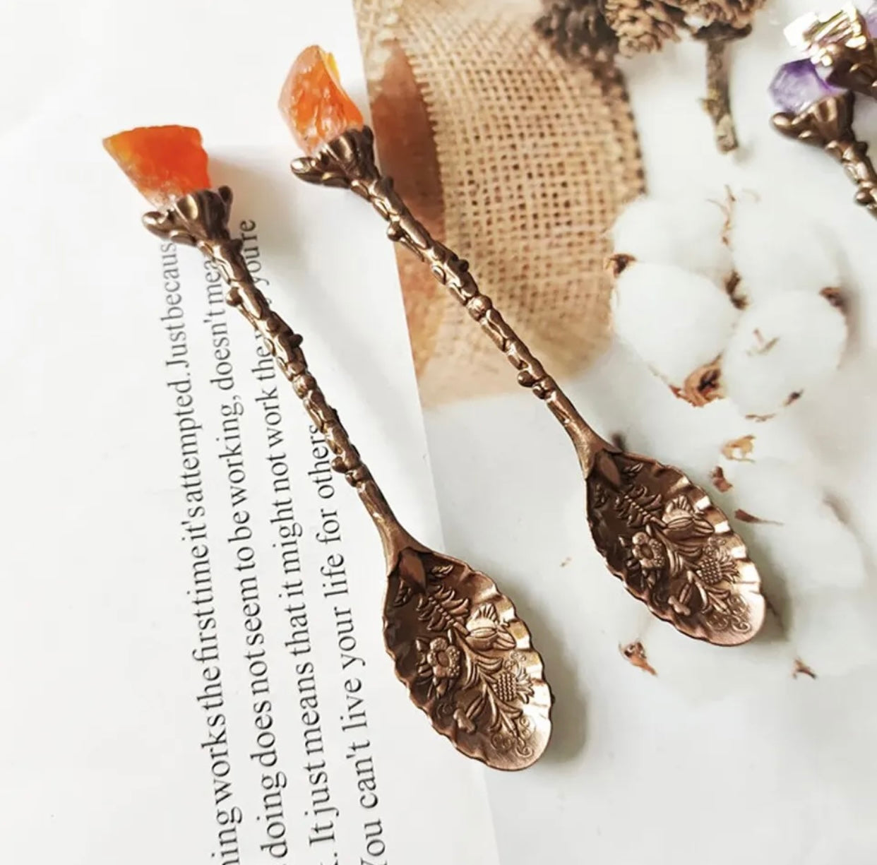 Raw Crystal Tipped Tea Spoon (Single)