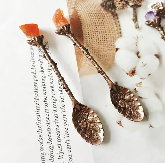 Raw Crystal Tipped Tea Spoon (Single)