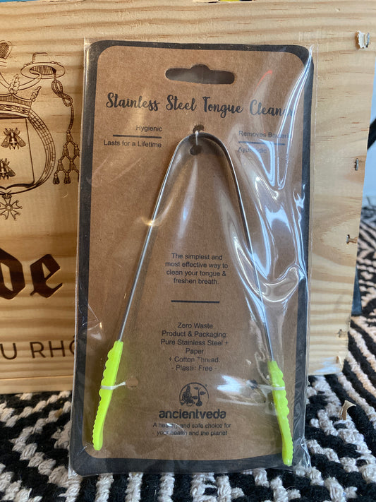 Stainless Steel Tongue Cleaner Silver with Handle